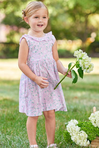 Little English traditional children's clothing.  Light pink floral dress for little girls for Spring