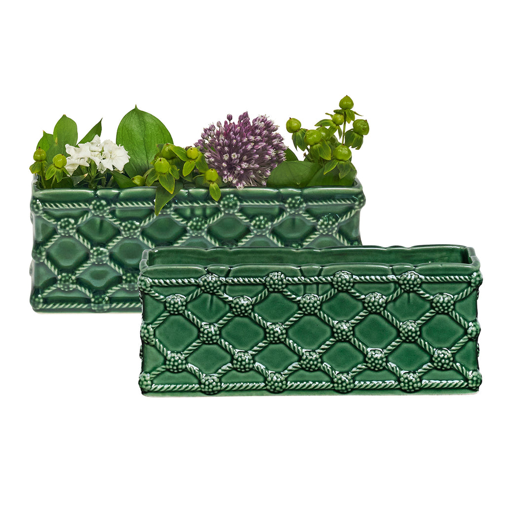 Berry & Thread Petite Parterre Garden 8" Planter in Basil, Set of 2