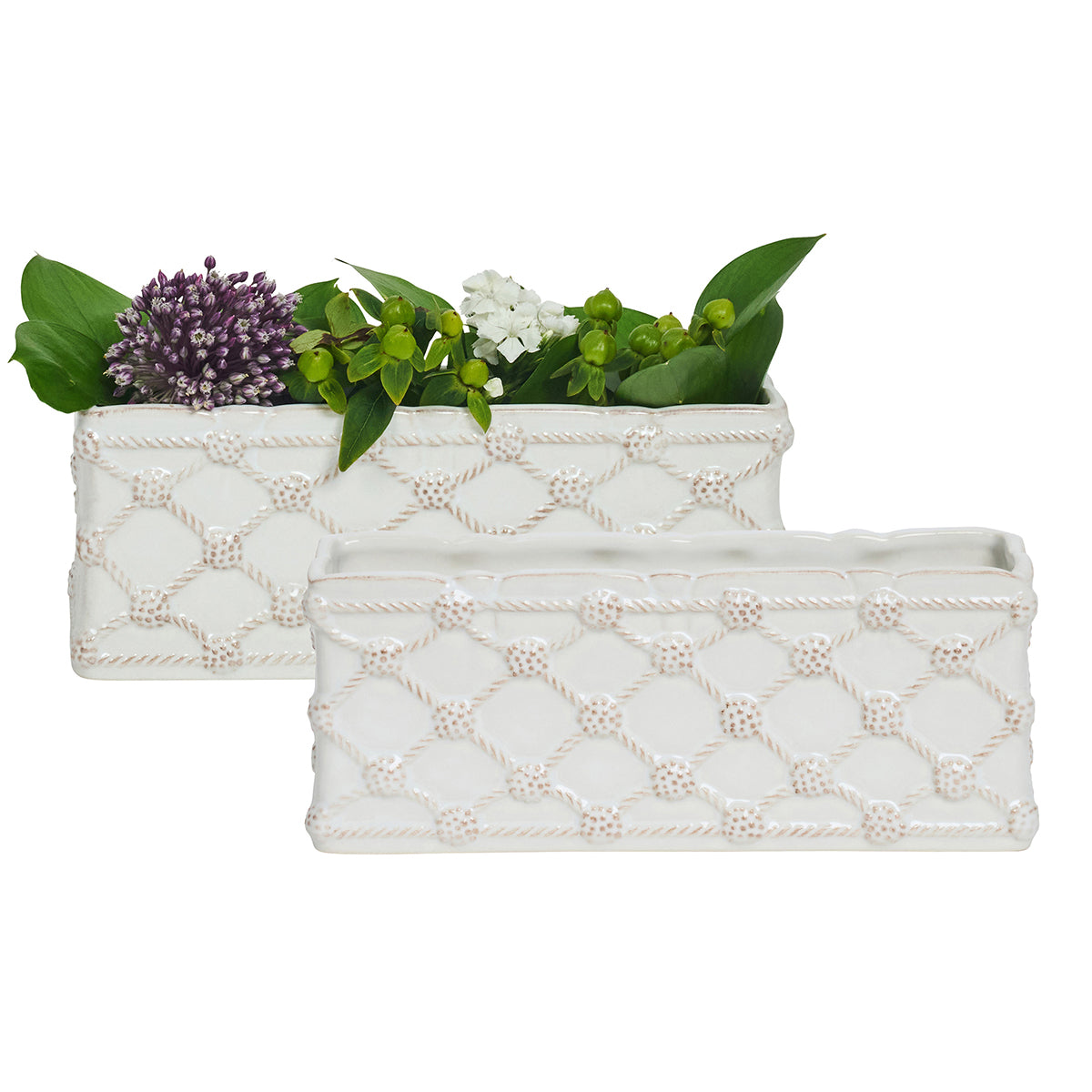 Berry & Thread Petite Parterre Garden 8" Planter in Whitewash, Set of 2