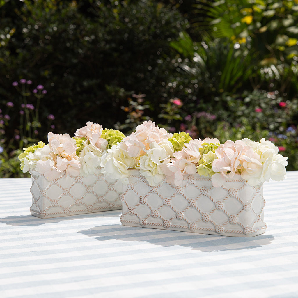 Berry & Thread Petite Parterre Garden 8" Planter in Whitewash, Set of 2