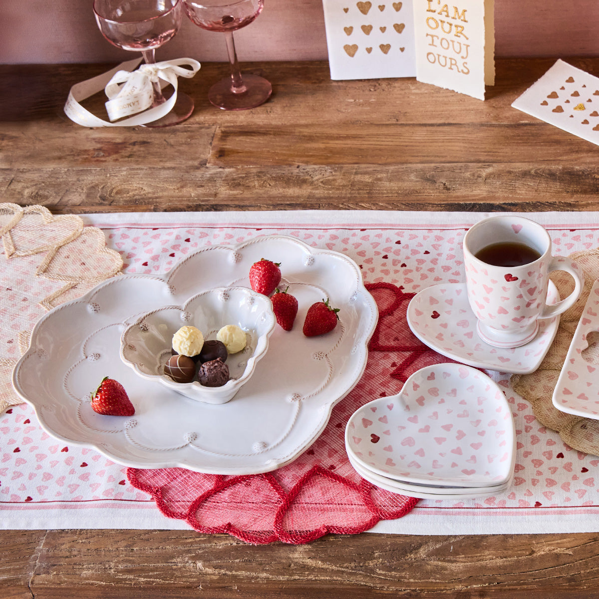 Berry & Thread 15" Heart Platter in Whitewash