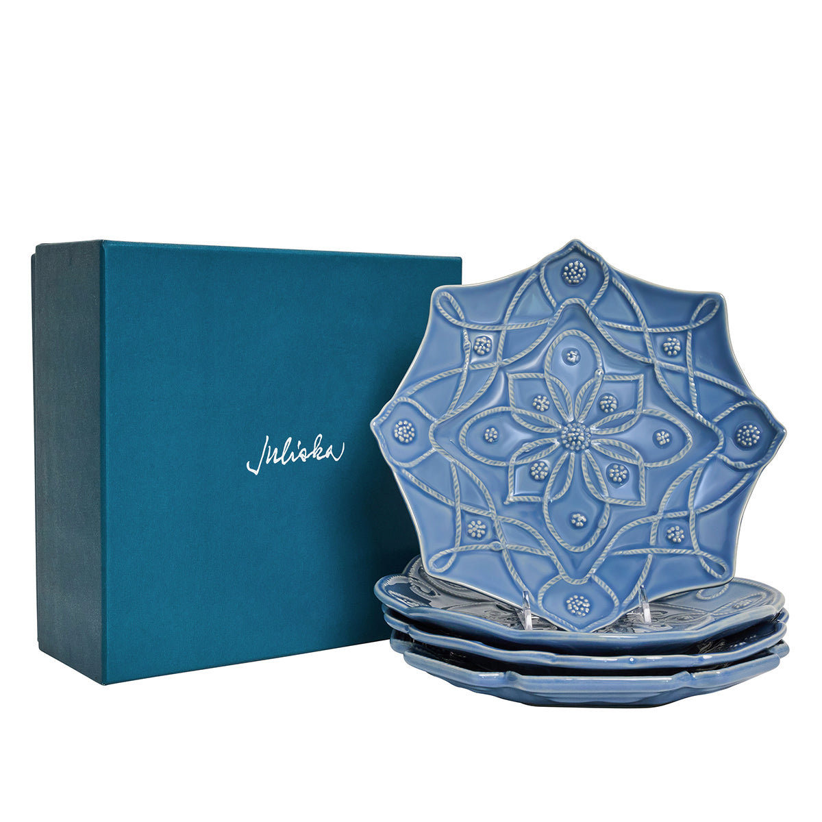 Jardins du Monde Dessert/Salad Plate Assorted in Chambray, Set of 4