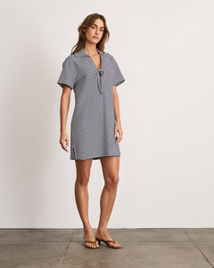 Joni Dress in Maritime Blue & Cream Multi