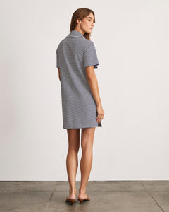 Joni Dress in Maritime Blue & Cream Multi