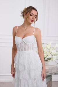 The Juniper Dress in White Chantilly Lace
