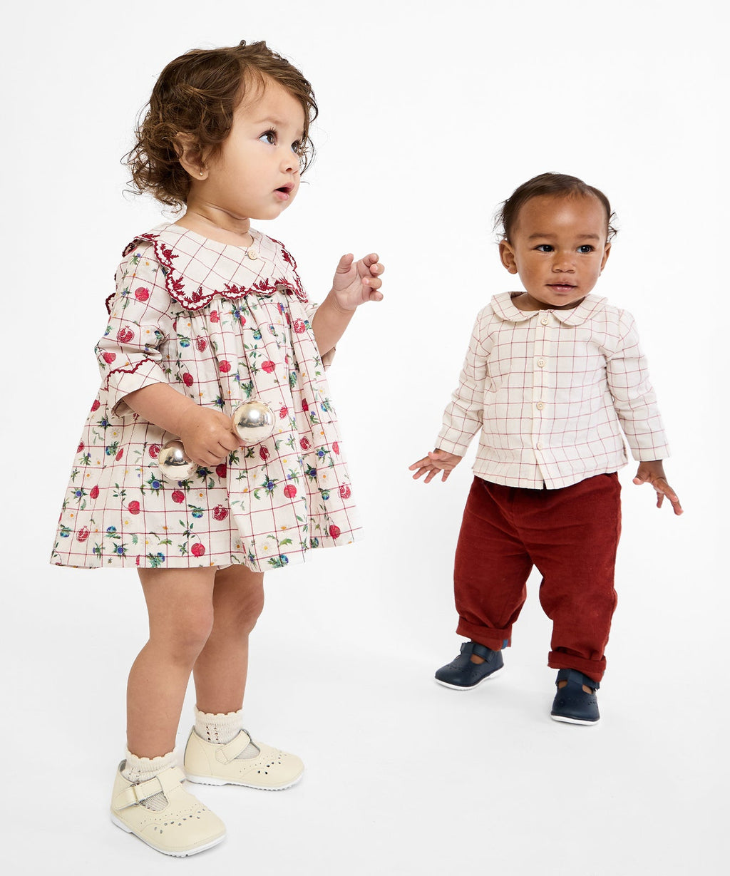 Jefferson Baby Shirt in Pomegranate Plaid
