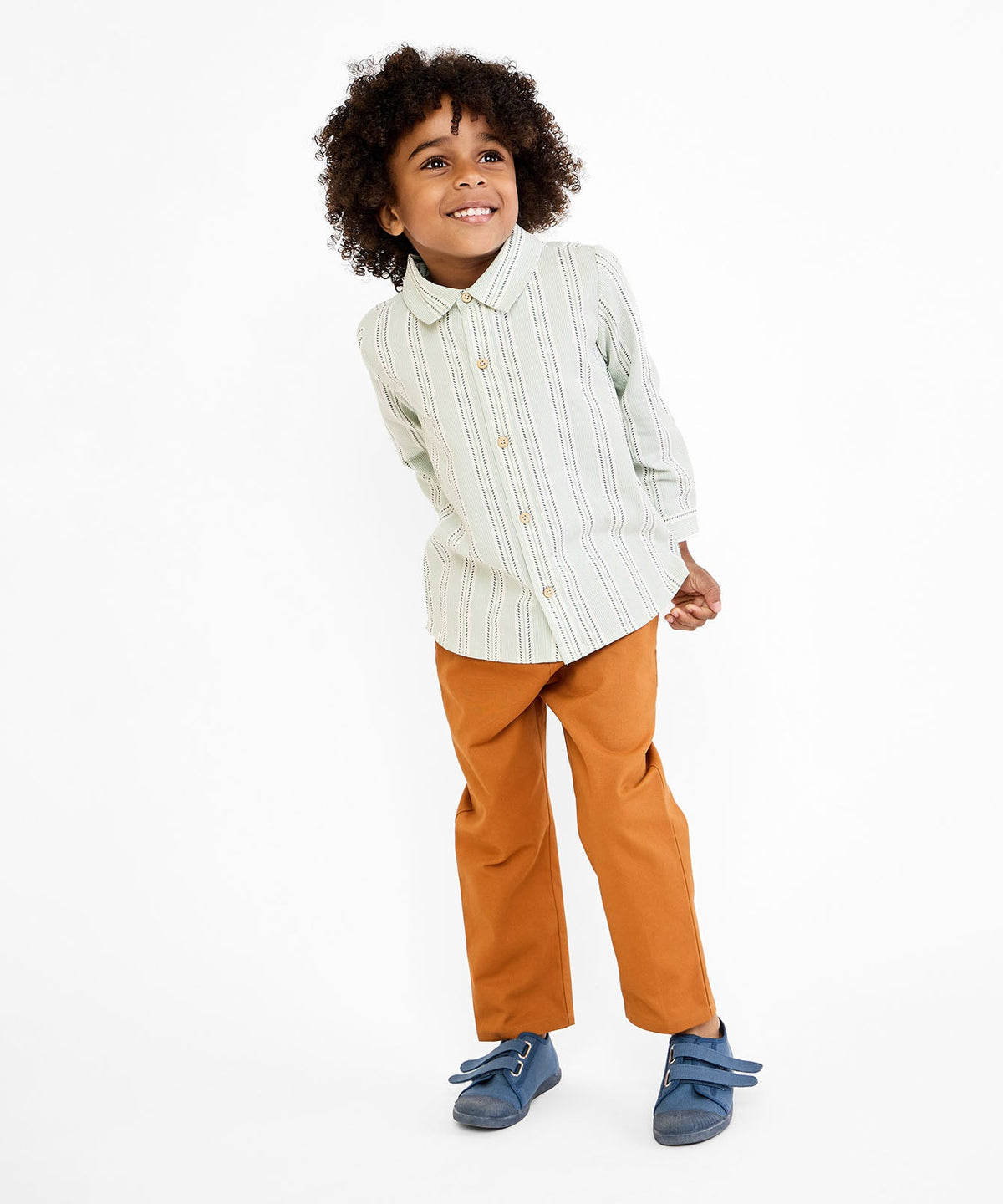 Jeffie Shirt in Sage Chevron Stripe