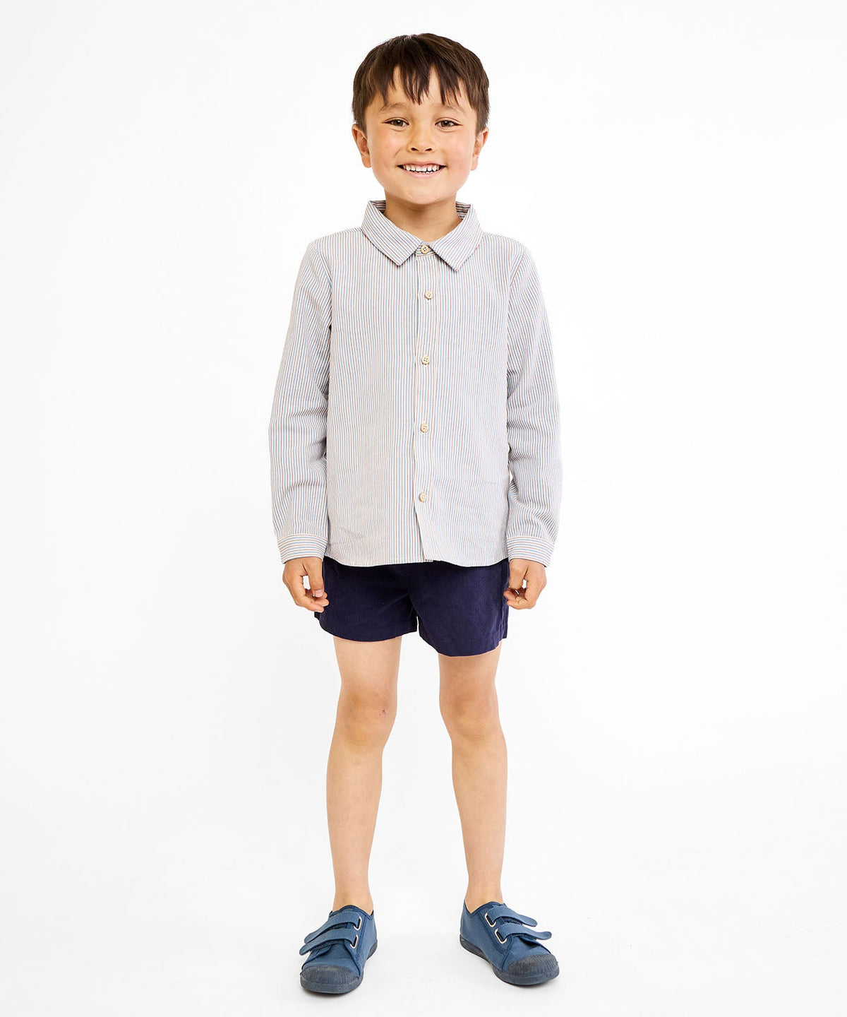 Jeffie Shirt in Indigo Linen Stripe