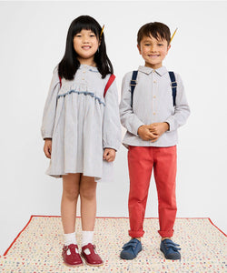 Jeffie Shirt in Indigo Linen Stripe