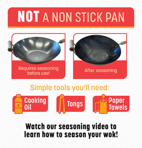 Classic Series Uncoated Carbon Steel Flat Bottom Wok with Birch Handles in Silver
