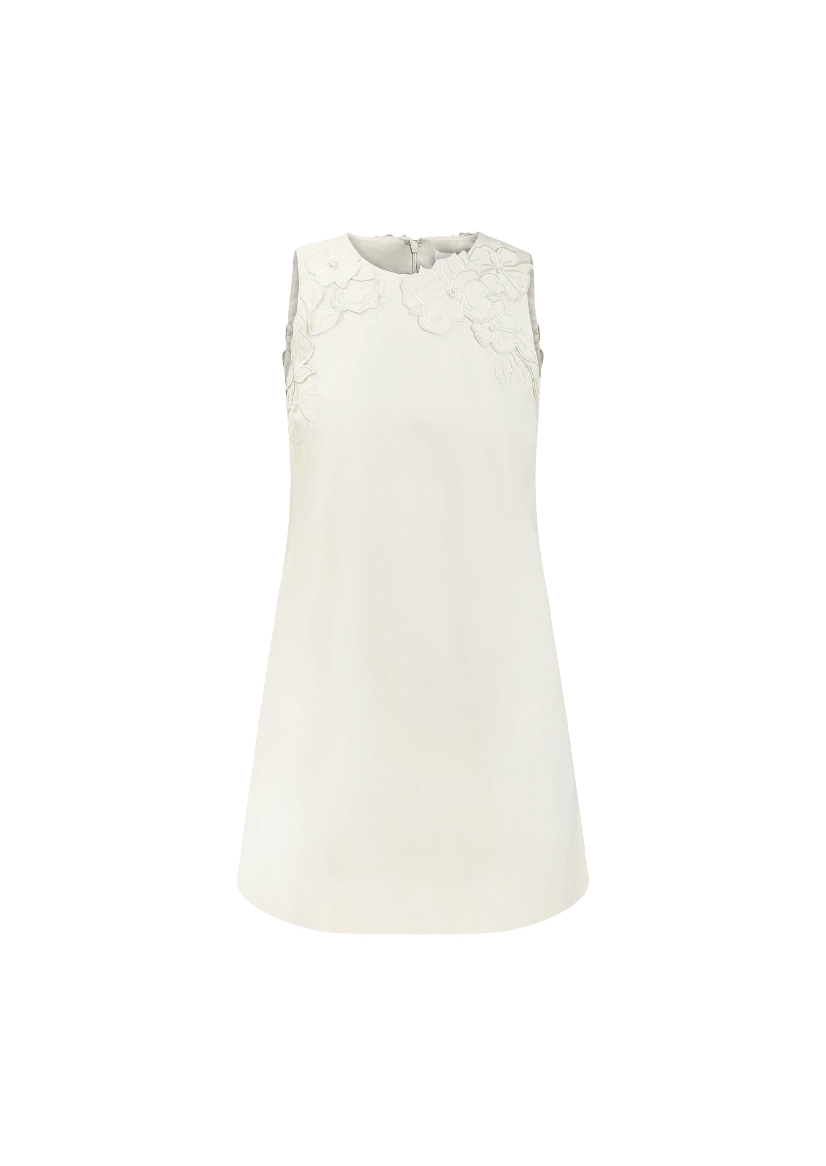 Juniper Embroidered Shift Mini in Ivory