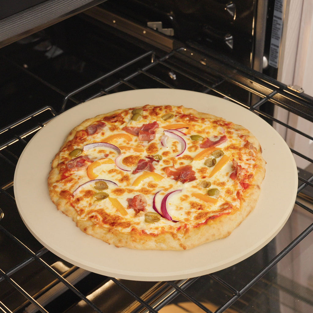 Cordierite Round Pizza Stone 14" in Beige