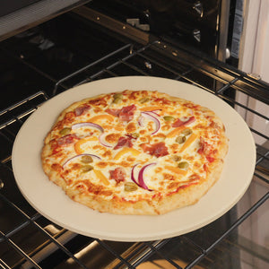 Cordierite Round Pizza Stone 14" in Beige