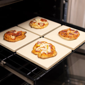 Cordierite Square Pizza Stone in Beige, Set of 4