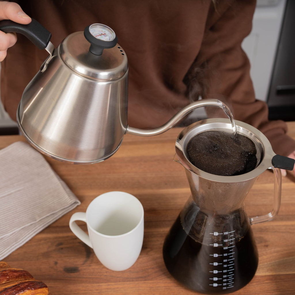 Stainless Steel Kettle w/ Beverage Thermometer 1.2L in Silver