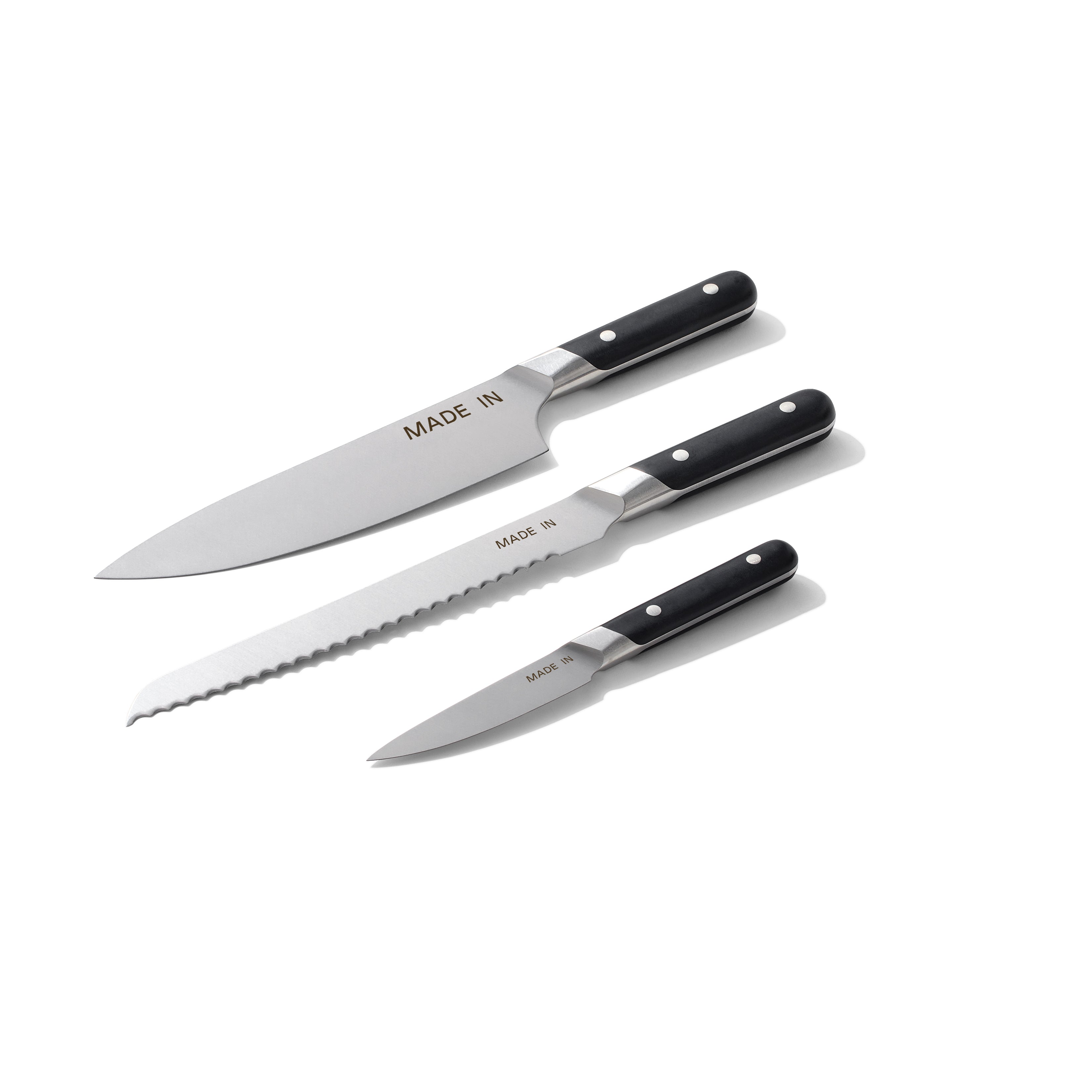 Knife Block + Knife Set in Truffle Black, Set of 3