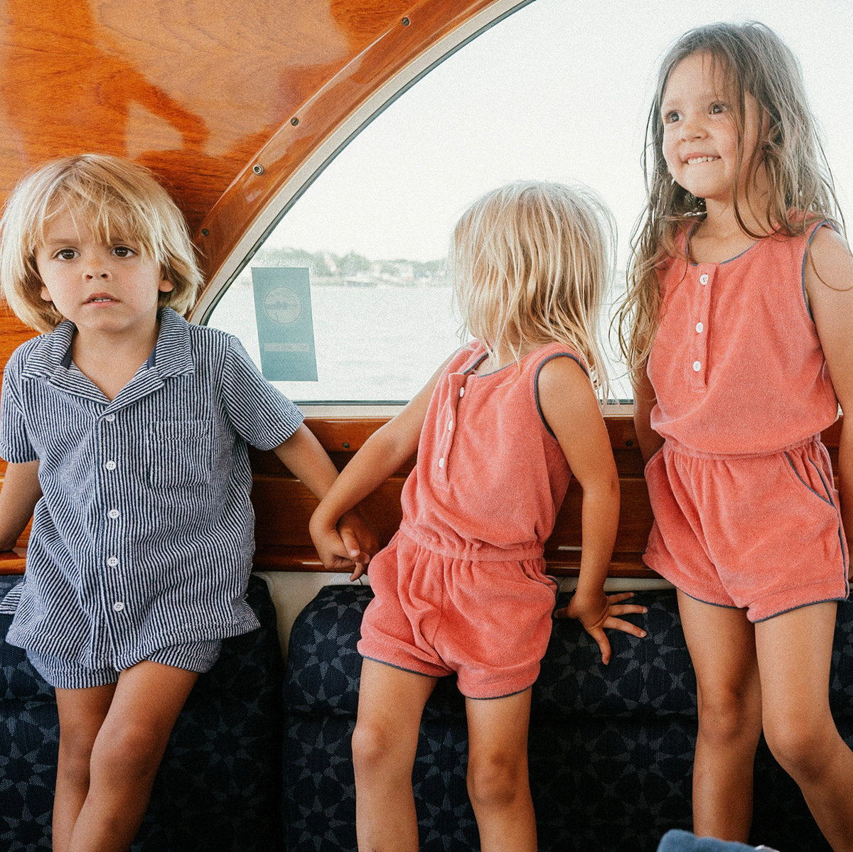 Boy’s Navy Stripe French Terry Button Up
