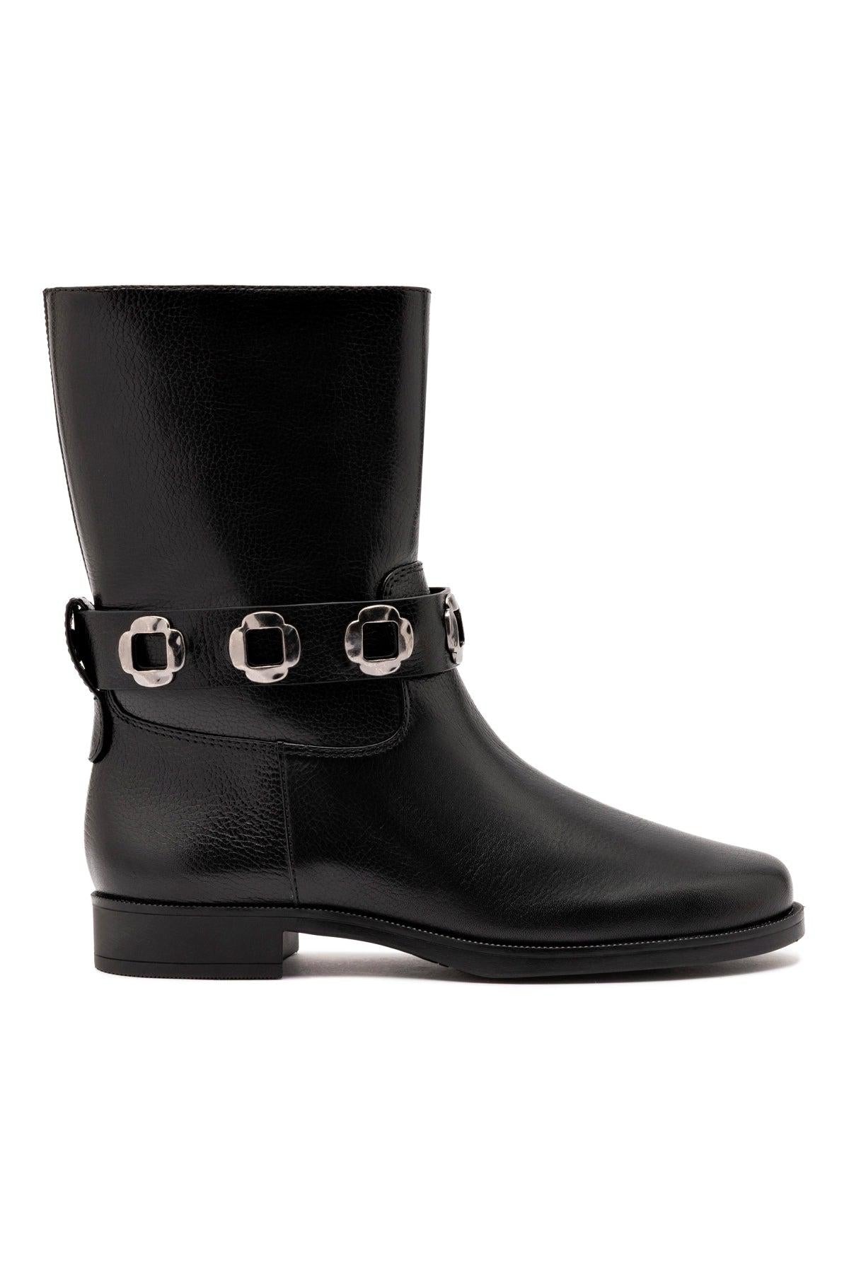 Milan Flat Bootie In Black Leather