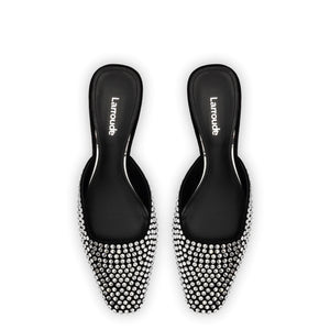 Amal Crystal Mule In Black Suede