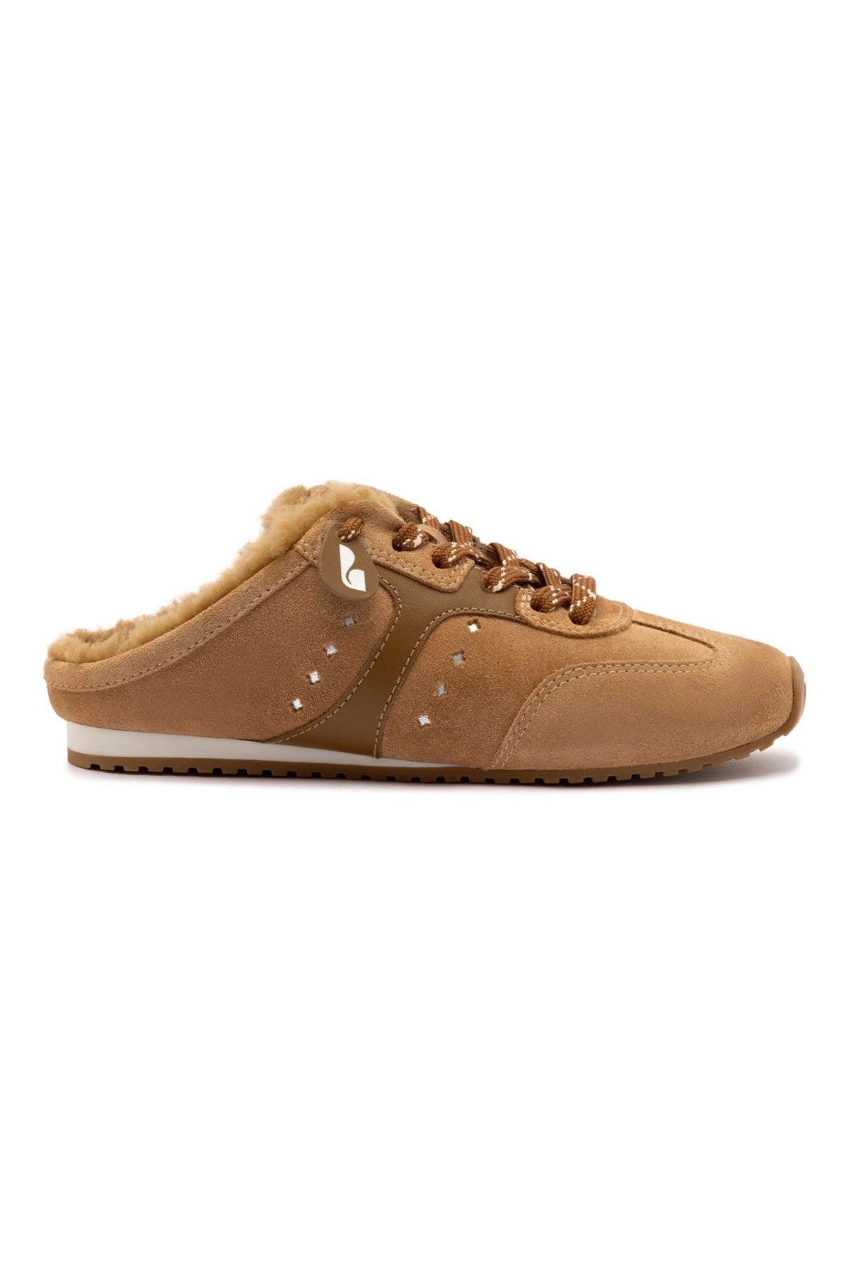 Stella Mule In Peanut Suede And Natural Shearling
