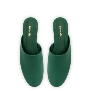 Venice Flat Mule and Pouch Kit In Emerald Suede