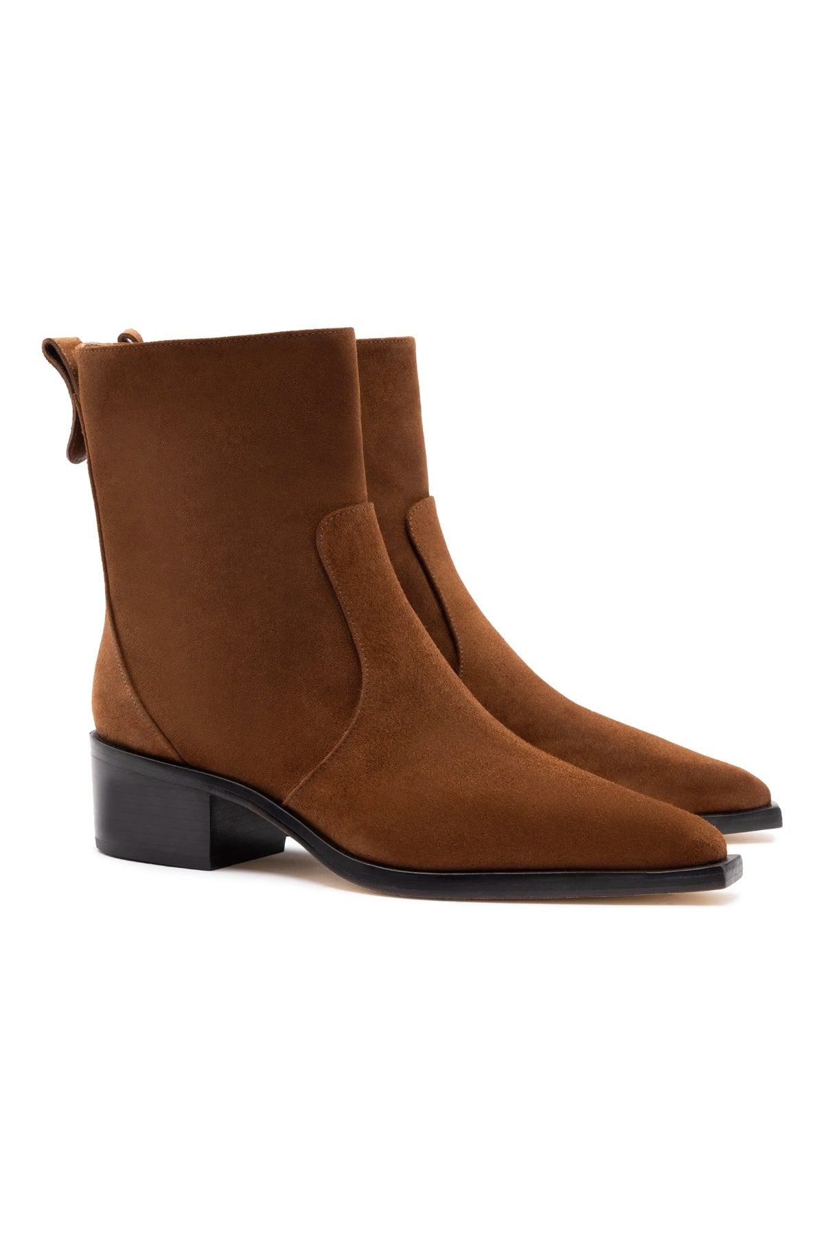 Florencia Low Boot In Burnt Umber Suede
