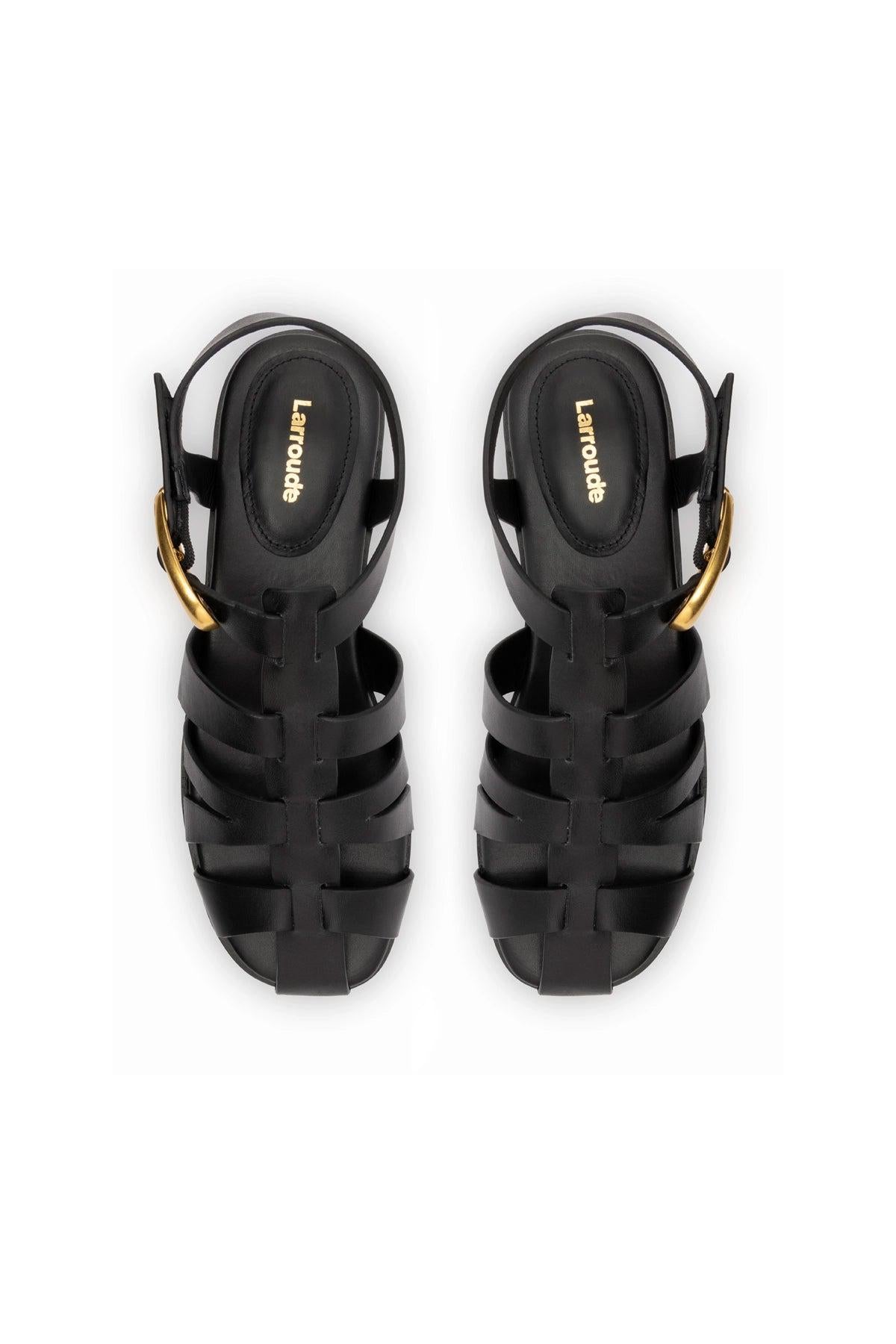 Stevie Flat Sandal In Black Leather