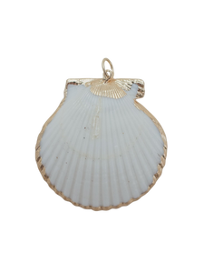 Large Scallop Shell Charm in White