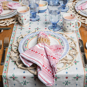 Villa Stripe Napkin in Red, Set of 4