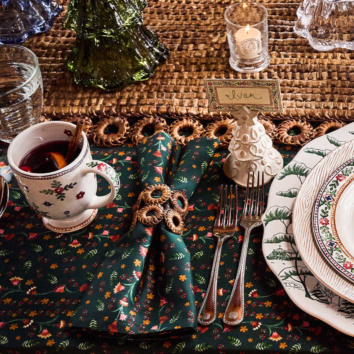 Klara Napkin in Evergreen, Set of 4
