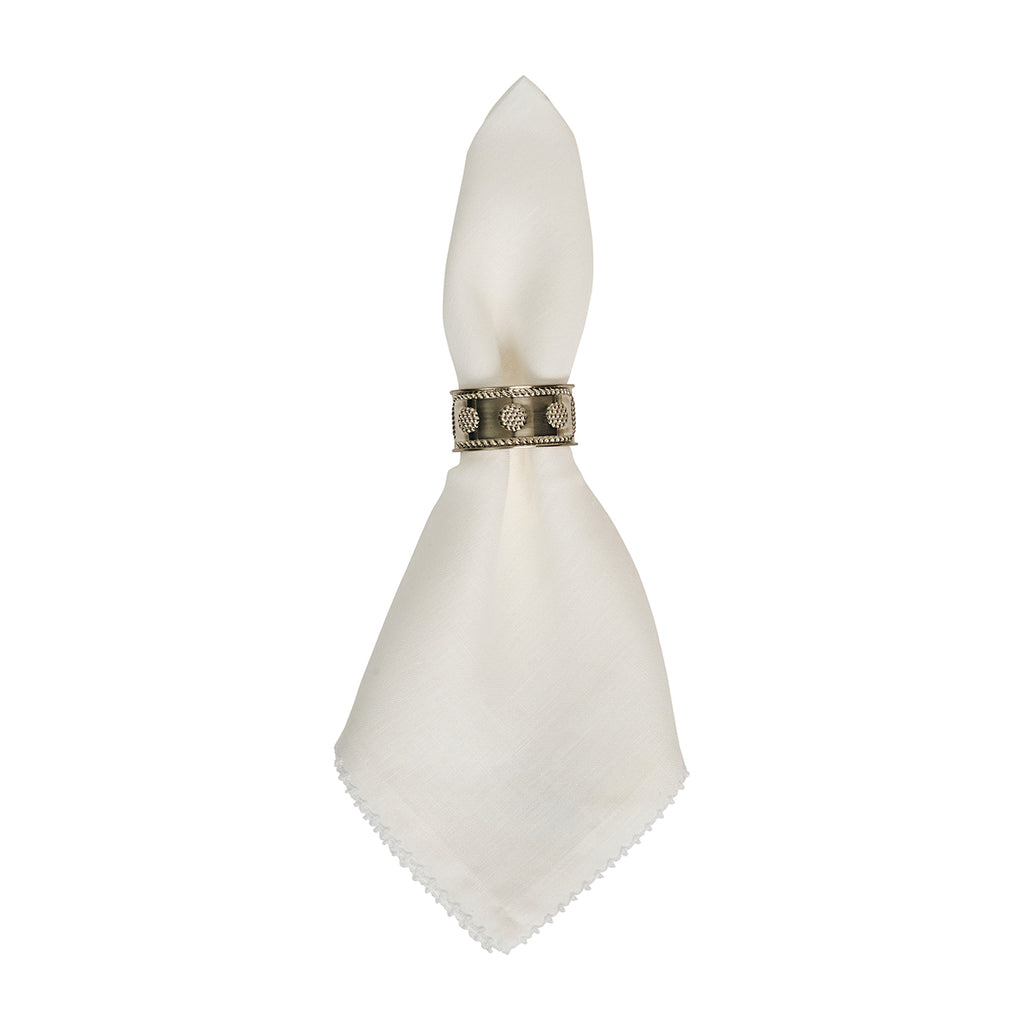 Berry Scallop Napkin in White, Set of 4