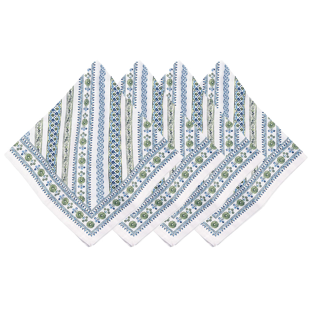 Seville Stripe Napkin in Green, Set of 4