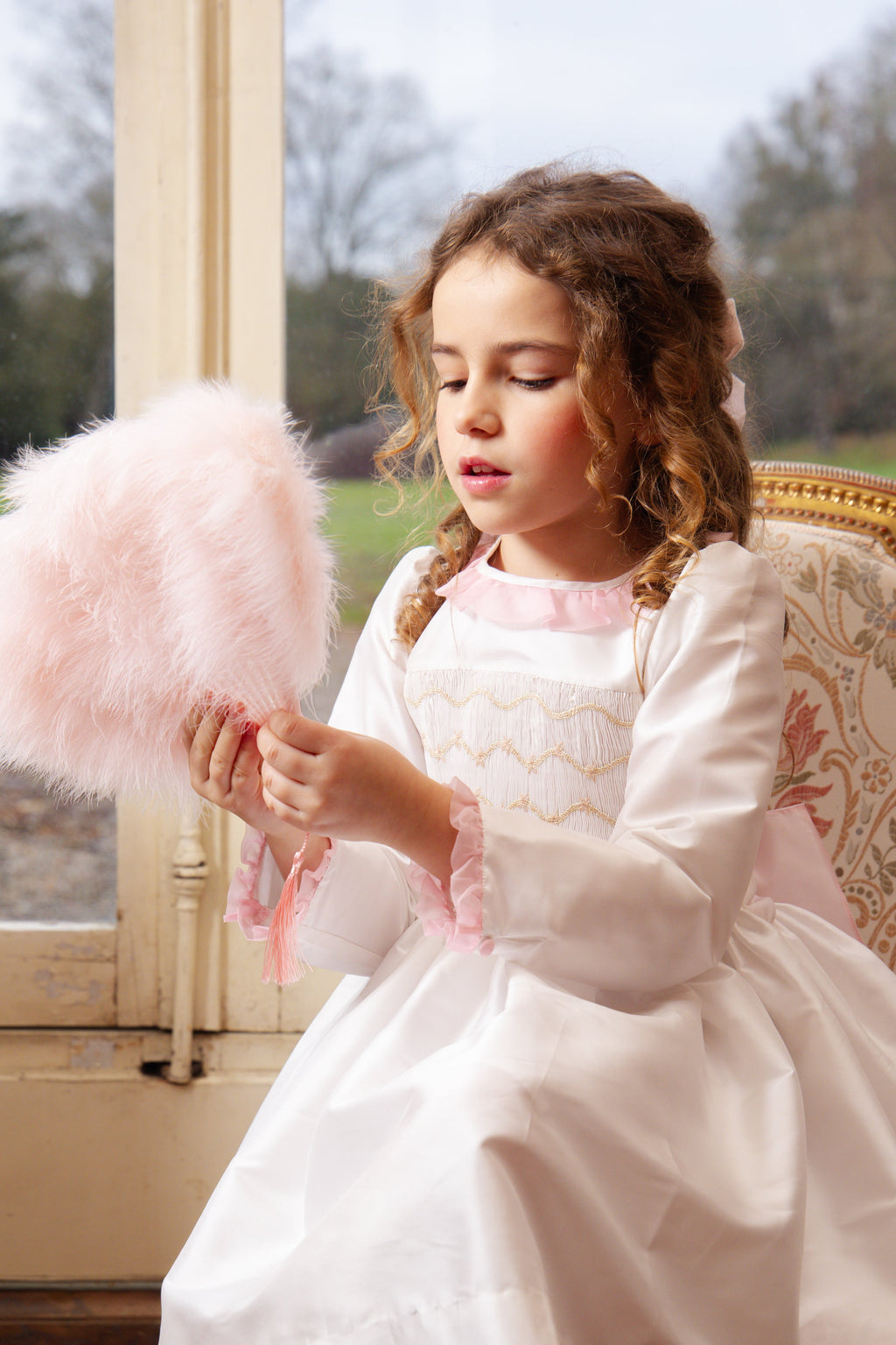 Sofia White Taffeta Long Sleeve Dress