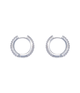 Pavé Huggie Hoops in Silver