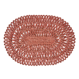 Straw Loop Oval Placemat in Coral