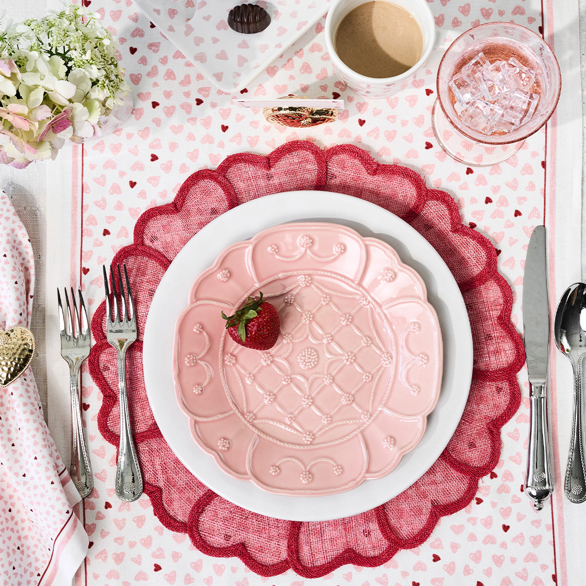 Heart Placemat in Pink, Set of 4