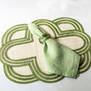 Scallop Stripe Placemat in Seagrass, Set of 4