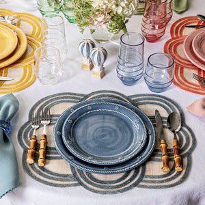 Scallop Stripe Placemat in Chambray, Set of 4