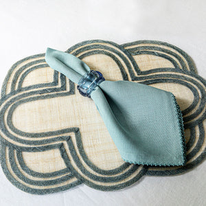 Scallop Stripe Placemat in Chambray, Set of 4