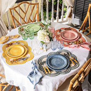 Scallop Stripe Placemat in Chambray, Set of 4