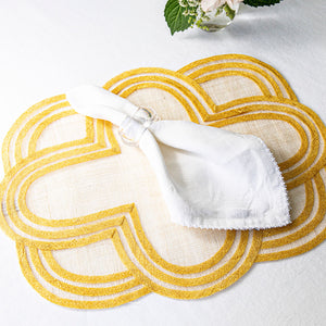 Scallop Stripe Placemat in Sunshine, Set of 4