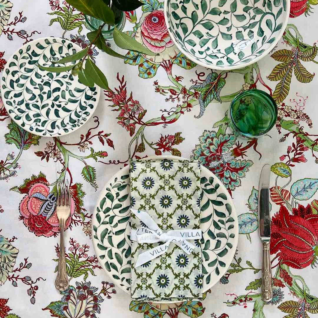 Green Scroll Side Plates, Set of 4