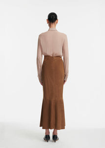 Paillette Embroidered Georgette Shirt in Taupe