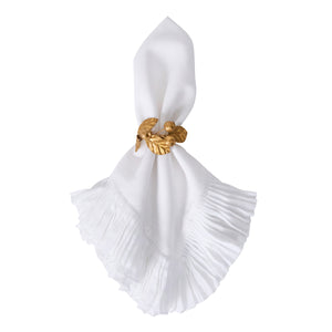 Forest Walk Leaf Napkin Ring Assorted  in Gold, Set of 4