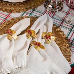 Forest Walk Holly with Berries Napkin Ring in Multi