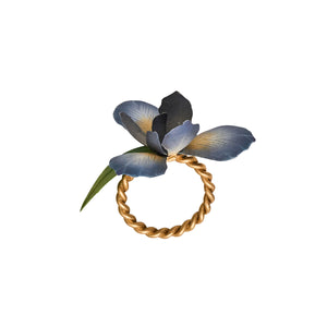Meadow Walk Iris Napkin Ring in Chambray, Set of 4