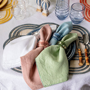 Provence Napkin Ring in Basil, Set of 4