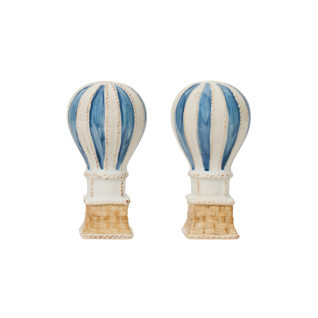 L’Amour Toujours Hot Air Balloon Salt and Pepper Shakers in Chambray, Set of 2