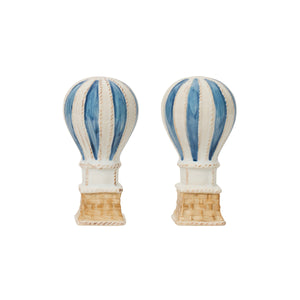 L’Amour Toujours Hot Air Balloon Salt and Pepper Shakers in Chambray, Set of 2