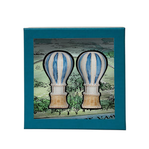L’Amour Toujours Hot Air Balloon Salt and Pepper Shakers in Chambray, Set of 2